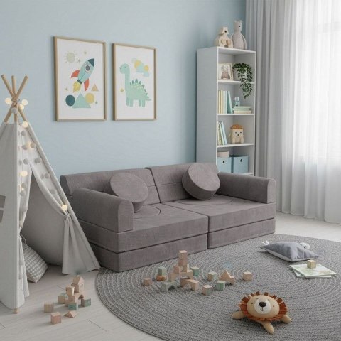 Designerska modułowa kanapa dziecięca 150 cm, szara