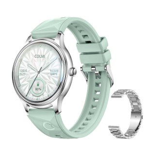 Smart Watch COLMI L28 (Srebrno-zielony + srebrny pasek stalowy)