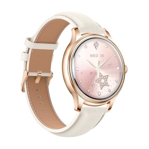 Smart Watch COLMI L28 (Złoty + złoty skórzany pasek)