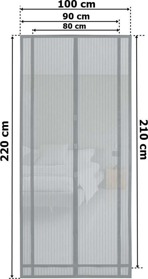 Moskitiera do przycięcia SZARA MAGNETYCZNA drzwiowa 100x220 cm