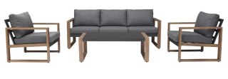 Zestaw Mebli Ogrodowych DUISBURG Sofa Fotel Stolik ANTRACYT / BRĄZOWY