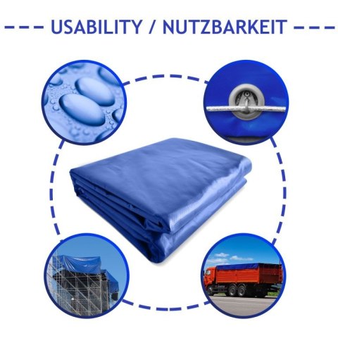 Plandeka JAGO 650 g/m², aluminiowe oczka, niebieska, 3x5 m