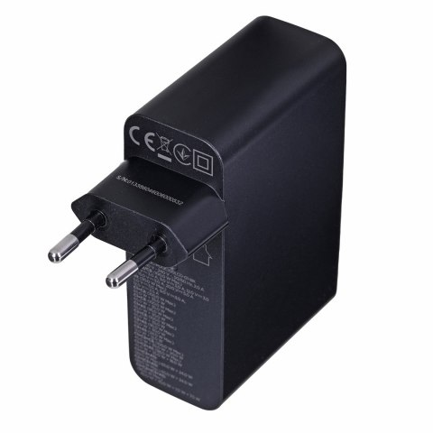 GEMBIRD 4-PORTOWA SZYBKA ŁADOWARKA SIECIOWA GAN (PD) USB (3X USB-A + 1X USB TYP-C) 100W, CZARNA