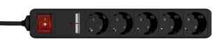 GEMBIRD LISTWA ZASILAJĄCA, PRZECIWPRZEPIĘCIOWA 5XSCHUKO + 2X USB, 1,5M, KOLOR CZARNY