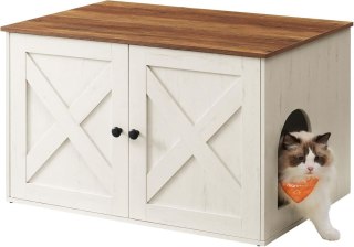 Szafka na kocie WC biała z brązowym blatem 80x53x50 cm