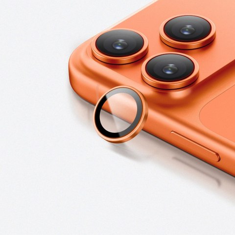 Szkło na obiektyw do iPhone 17 Pro / Pro Max AR Sapphire - pomarańczowa ramka