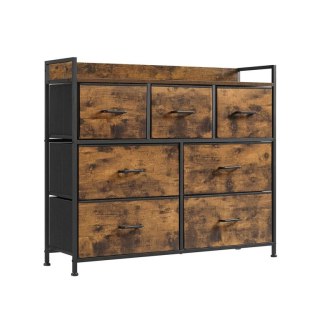 Komoda industrialna 7 szuflad czarno-brązowa 98x85 cm