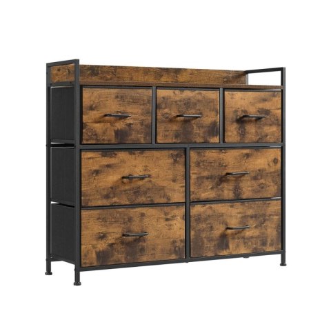 Komoda industrialna 7 szuflad czarno-brązowa 98x85 cm