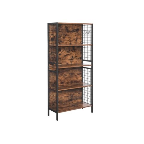 Regał industrialny czarno-brązowy z haczykami 74x30x154,5 cm