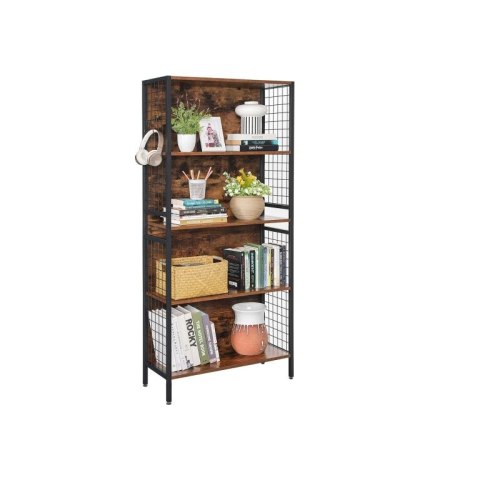 Regał industrialny czarno-brązowy z haczykami 74x30x154,5 cm