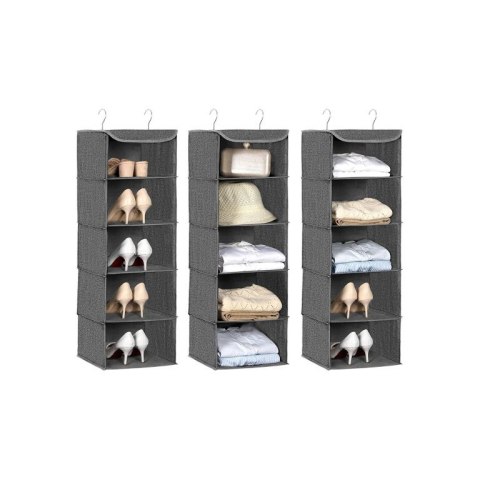 Szary organizer do szafy z 5 półkami bambus 30x30x90 cm