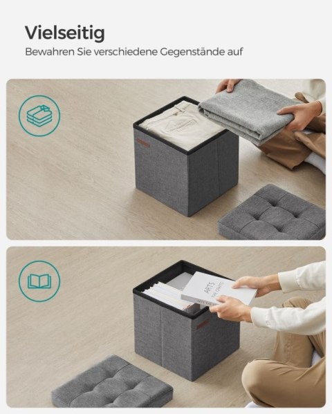 Taboret z pojemnikiem SONGMICS, składany, ciemnoszary