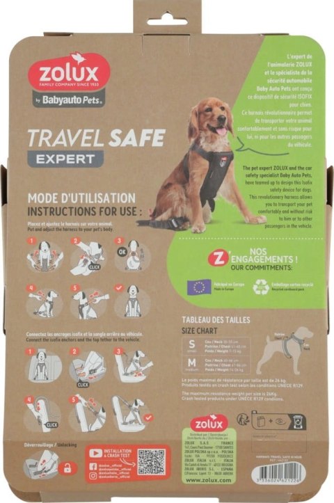 ZOLUX Szelki dla psa TRAVEL SAFE M czarne