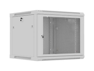 Szafa instalacyjna Rack 19" Lanberg 9U 600x600 wisząca szara drzwi perforowane (flat pack)