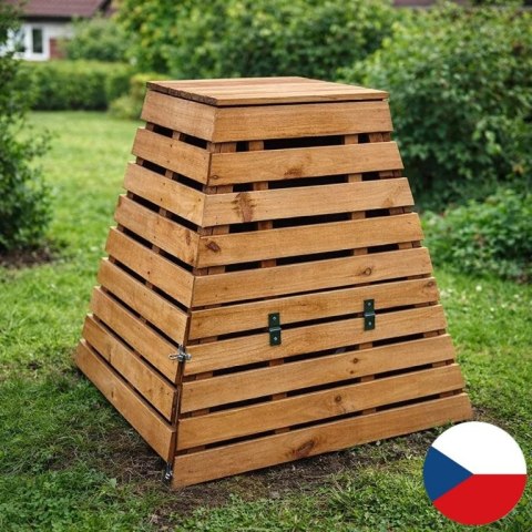 Naturalny kompostownik ogrodowy 430 l z drewna - piramida