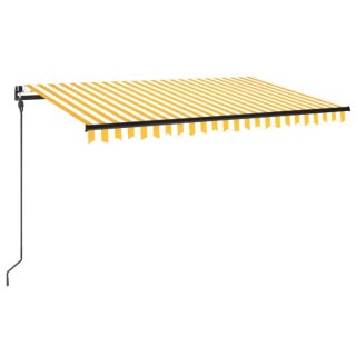 Ręcznie zwijana markiza, 450 x 300 cm, żółto-biała