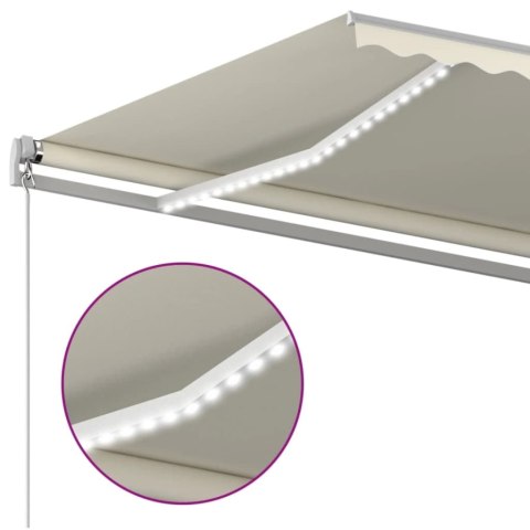 Ręcznie zwijana markiza z LED, 600x350 cm, kremowa