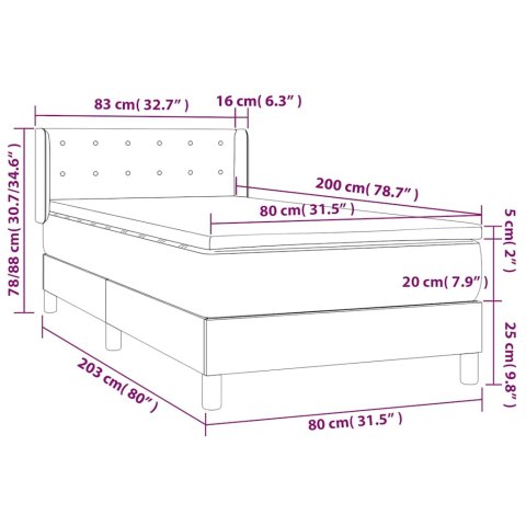 Łóżko kontynentalne z materacem, niebieskie, aksamit, 80x200 cm