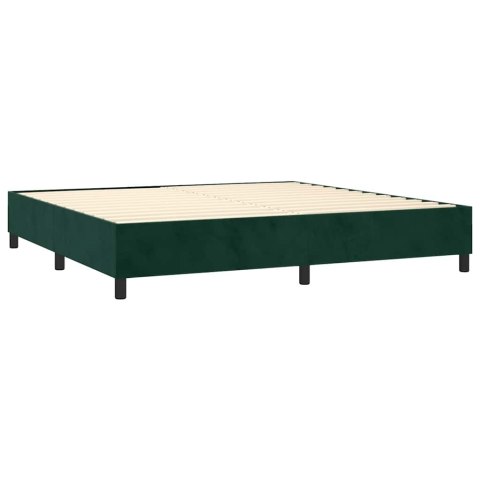 Łóżko kontynentalne z materacem i LED zielony aksamit 200x200cm