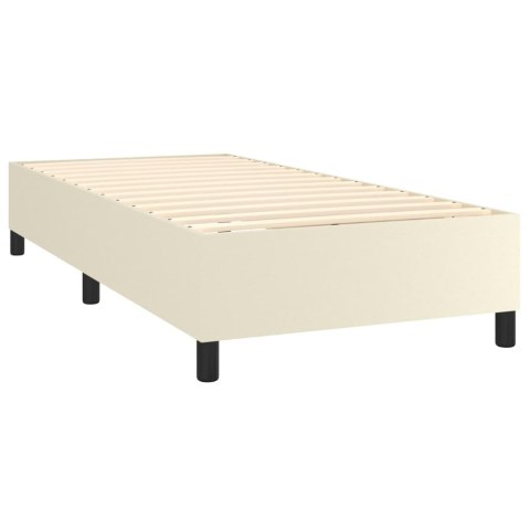 Łóżko kontynentalne z LED, materac, kremowe, ekoskóra 100x200cm