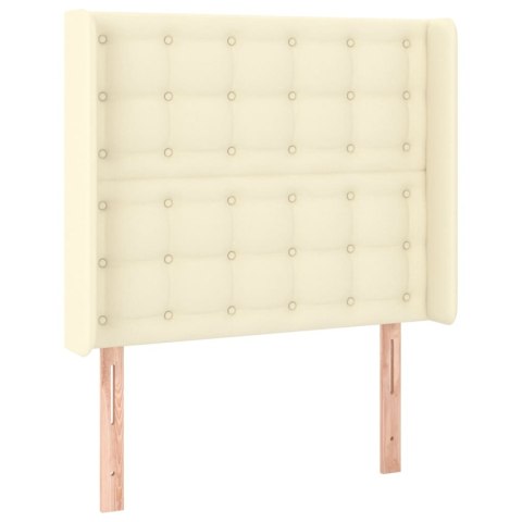 Łóżko kontynentalne z LED, materac, kremowe, ekoskóra 100x200cm