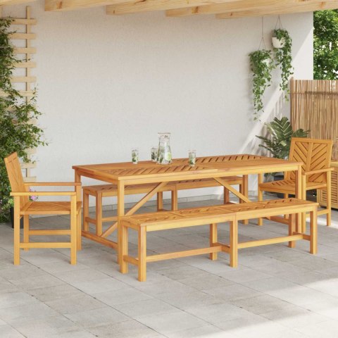 Zestaw do jadalni w ogrodzie 5 pcs Brązowy Lite Drewno Akacji