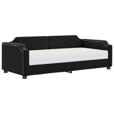 Sofa z materacem, czarna, 90x190 cm, tkanina