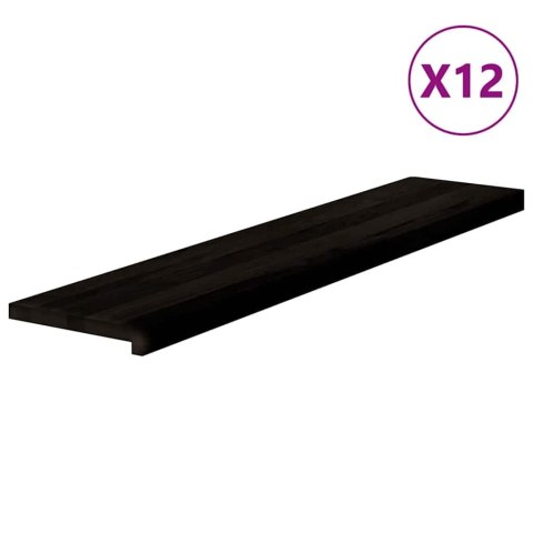 Stopnie schodowe 12 szt. brązowe 120x30x2 cm lite drewno dębowe