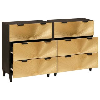 Bufet 2 pcs Czarny i złoto 60 x 33 x 75 cm Drewno z mango