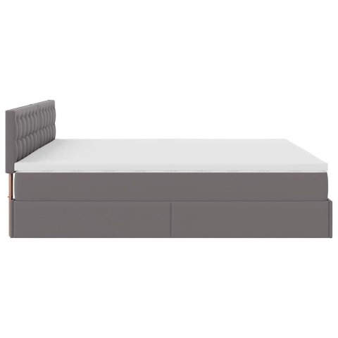 Łóżko otomana z materacami i LED, szara, 180x200cm, ekoskóra