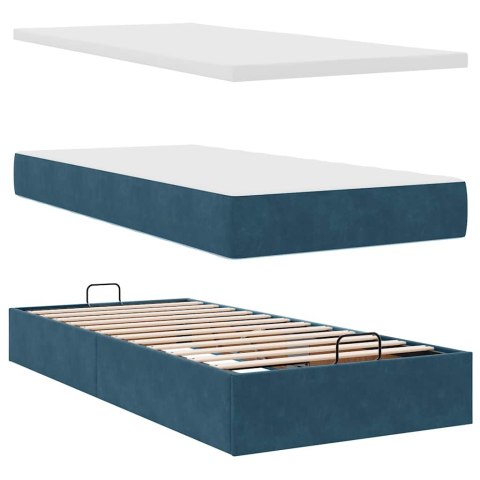Łóżko otomana z materacami i diodami LED Ciemnoniebieski