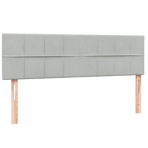 Łóżko kontynentalne z materacem i LED, jasnoszare, 160x220cm, aksamit