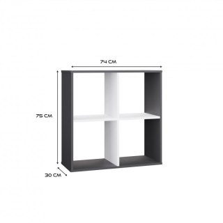 REGAŁ MALAX 2X2 ANTRACYT/BIEL