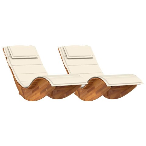 Leżak z poduszką 2-osoba 2 pcs Brązowy Lite Drewno Akacji
