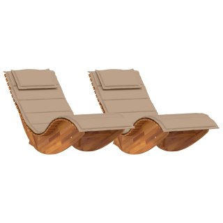 Leżak z poduszką 2-osoba 2 pcs Brązowy Lite Drewno Akacji