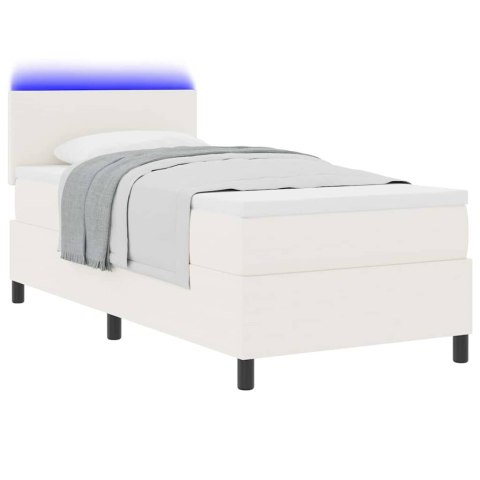 Łóżko z sprężyną LED Z zagłówkiem Kremowy i Biały 100 x 200 cm