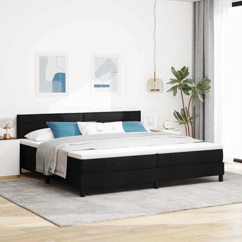 Łóżko sprężynowe z materacem Czarny 200 x 200 cm tkanina