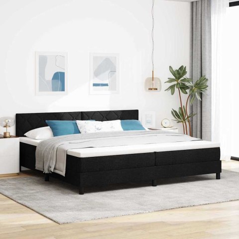 Łóżko sprężynowe z materacem Czarny 200 x 200 cm tkanina