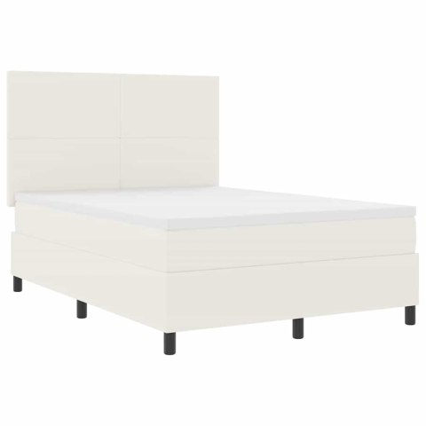 Łóżko z sprężyną LED Z zagłówkiem Kremowy i Biały 140 x 190 cm