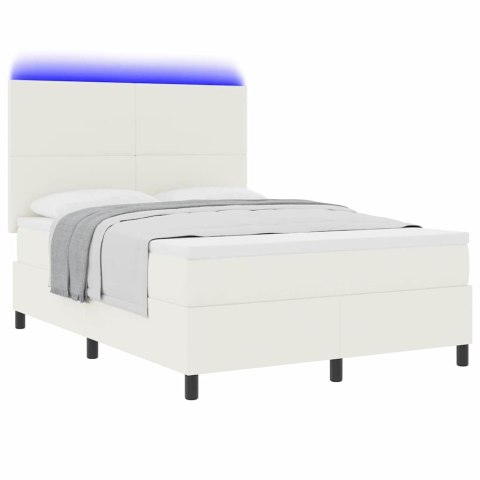 Łóżko z sprężyną LED Z zagłówkiem Kremowy i Biały 140 x 190 cm