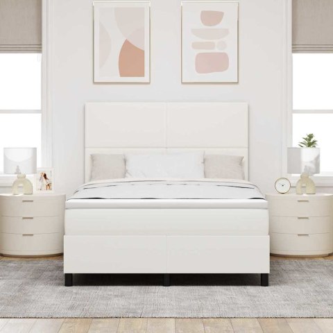 Łóżko z sprężyną LED Z zagłówkiem Kremowy i Biały 140 x 190 cm