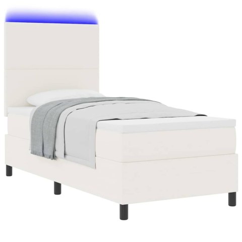 Łóżko z sprężyną LED Z zagłówkiem Kremowy i Biały 90 x 200 cm