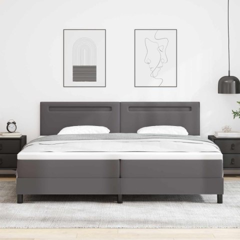 Łóżko sprężynowe Szary 200 x 200 cm Skóra syntetyczna