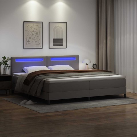 Łóżko sprężynowe Szary 200 x 200 cm Skóra syntetyczna