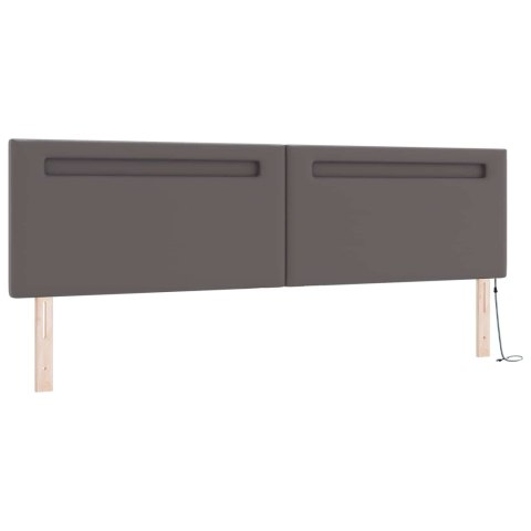 Łóżko sprężynowe Szary 200 x 200 cm Skóra syntetyczna