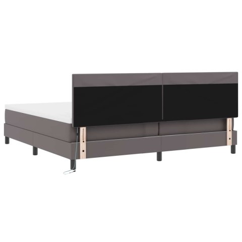 Łóżko sprężynowe Szary 200 x 200 cm Skóra syntetyczna