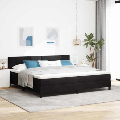 Łóżko sprężynowe z materacem Czarny 200 x 200 cm Aksamit
