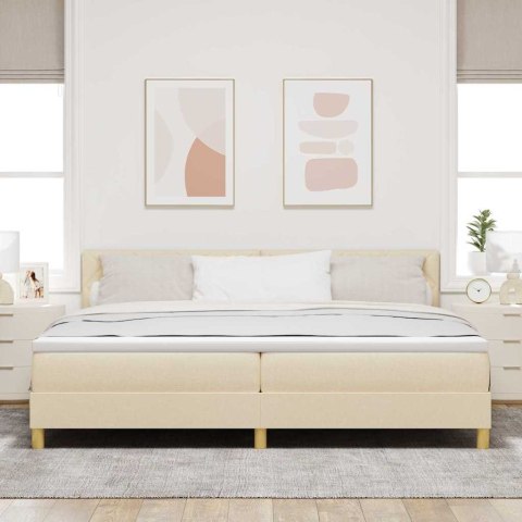 Łóżko sprężynowe z materacem Kremowy 200 x 200 cm tkanina