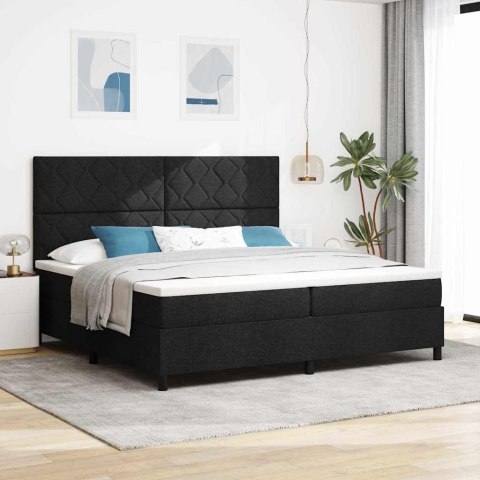 Łóżko sprężynowe z materacem Czarny 200 x 200 cm tkanina
