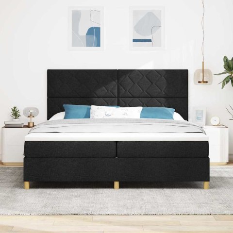 Łóżko sprężynowe z materacem Czarny 200 x 200 cm tkanina